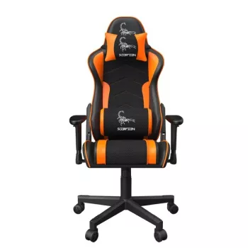 Žaidimų kėdė GEMBIRD GC-SCORPION-04X juodai oranžinė ergonomiško dizaino, reguliuojama sėdynė, aukšta atlošo dalis