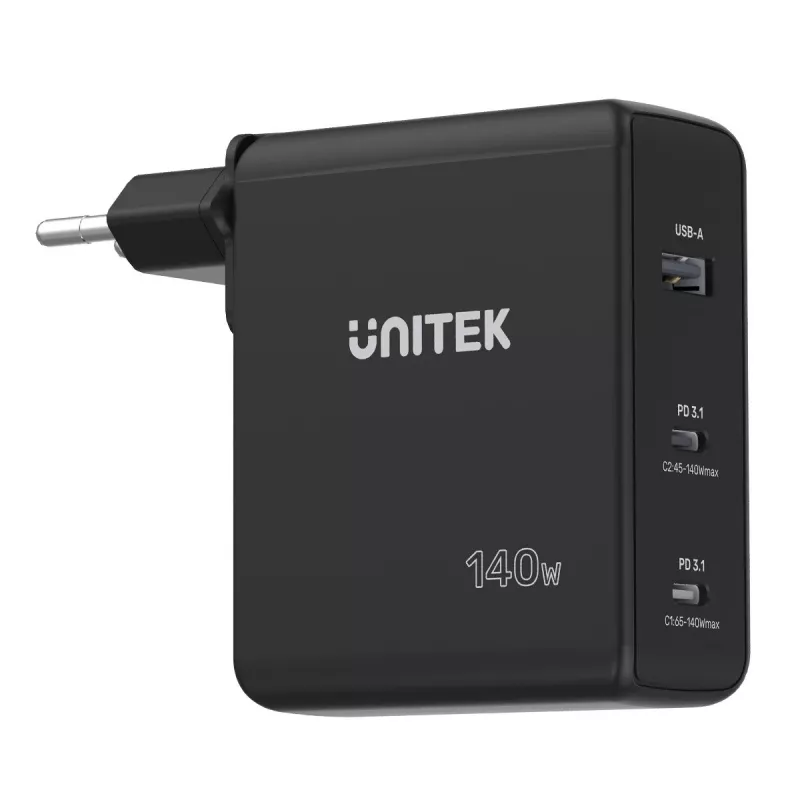 UNITEK P1115A mobiliojo įrenginio įkroviklis, juodas