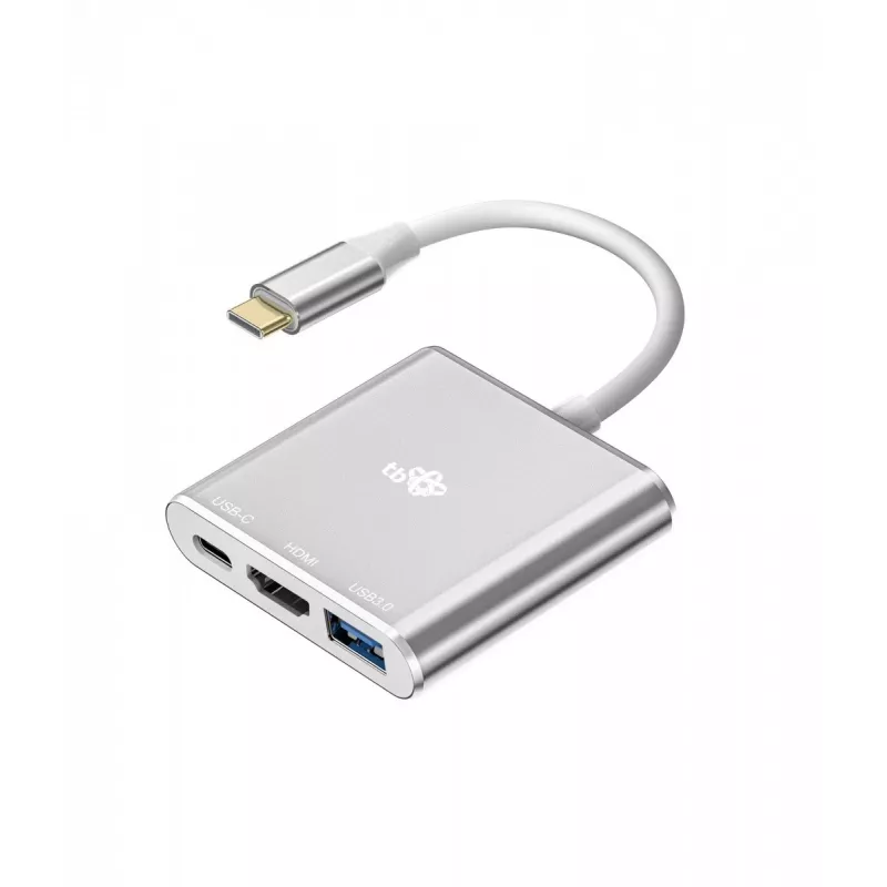 USB C adapterių stotelė TB AKTBXVAU3HMPDAV — 3 viename: HDMI + USB-A + USB-C PD, sidabrinė