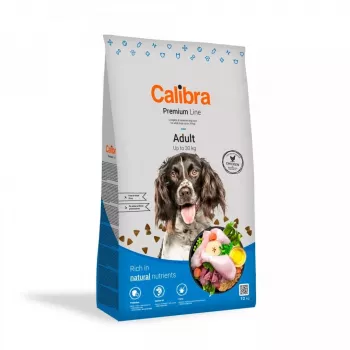 Sausas šunų ėdalas Calibra Premium Line Adult Chicken 12 kg — suaugusių šunų priežiūros formulė, 24% baltymų, 13% riebalų