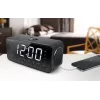 Radijo laikrodis Muse M-192 CR — skaitmeninis laikrodis, FM imtuvas, 1,8 colio LED ekranas, juoda mediena, AC 100–240V, AAA atsarginė