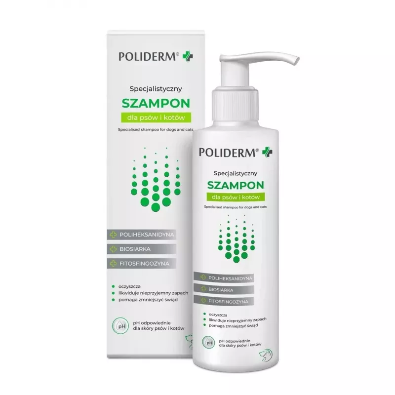 Šampūnas nuo pleiskanų JM Sante Poliderm šunims ir katėms 250 ml, valomoji formulė