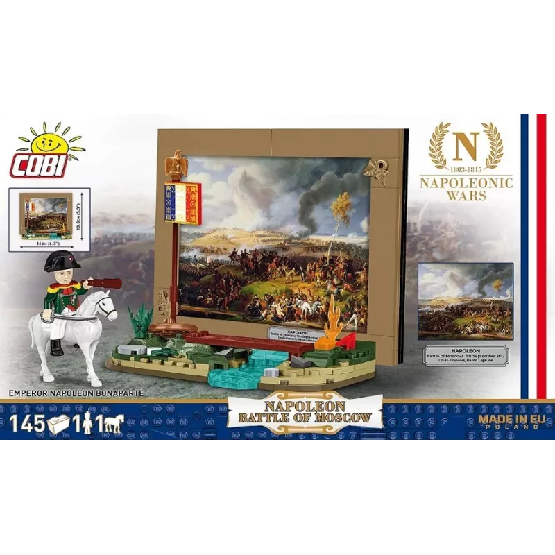 Konstruktorius Cobi Napoleono Maskvos mūšis 145 dalių modelio rinkinys istorinė diorama