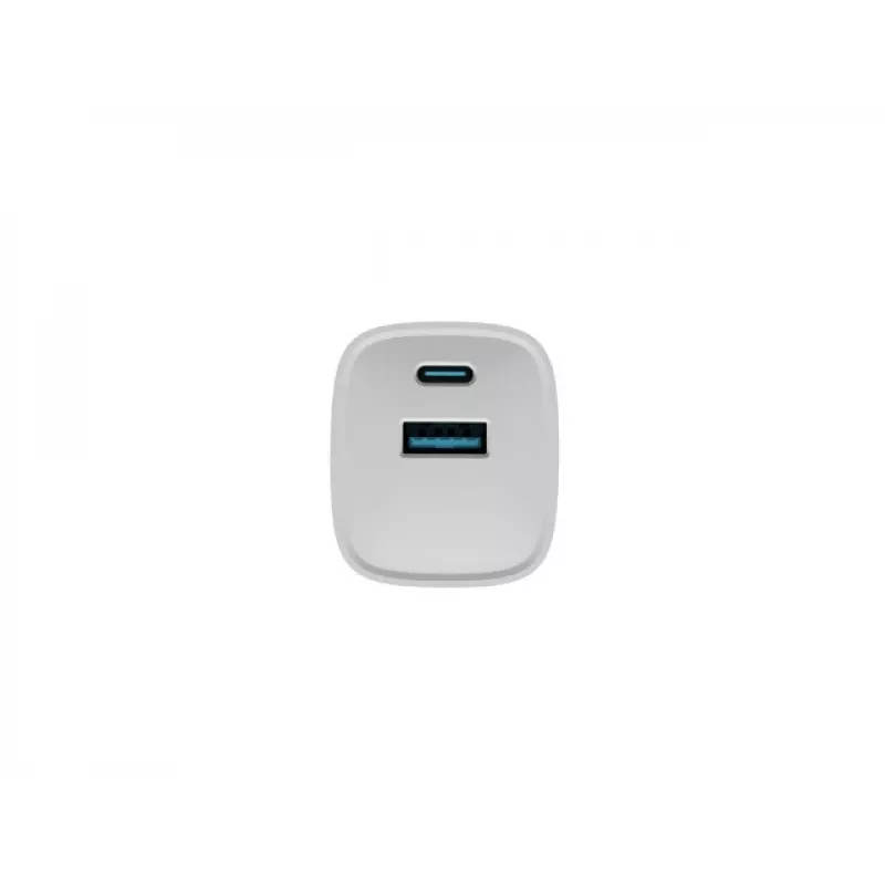 Laidinis mobiliųjų įrenginių įkroviklis NATEC NUC-2140, 30W, USB-C PD 3.0 + USB-A, Samsung AFC, Baltas