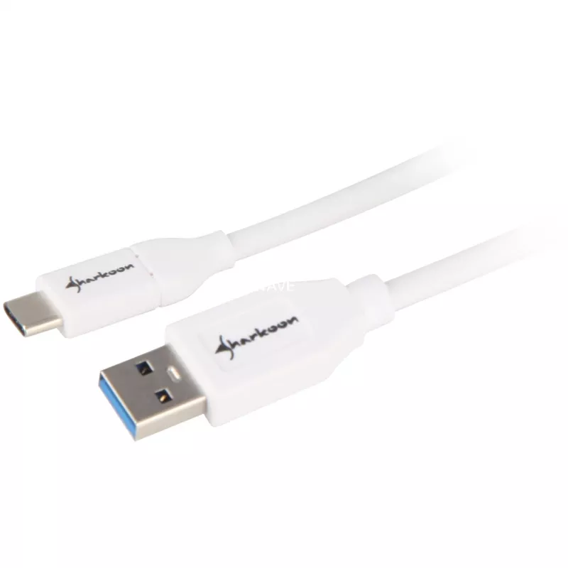 USB 3.2 Gen 2 kabelis, USB-A kištukas > USB-C kištukas (balta, 0,5 metro)
