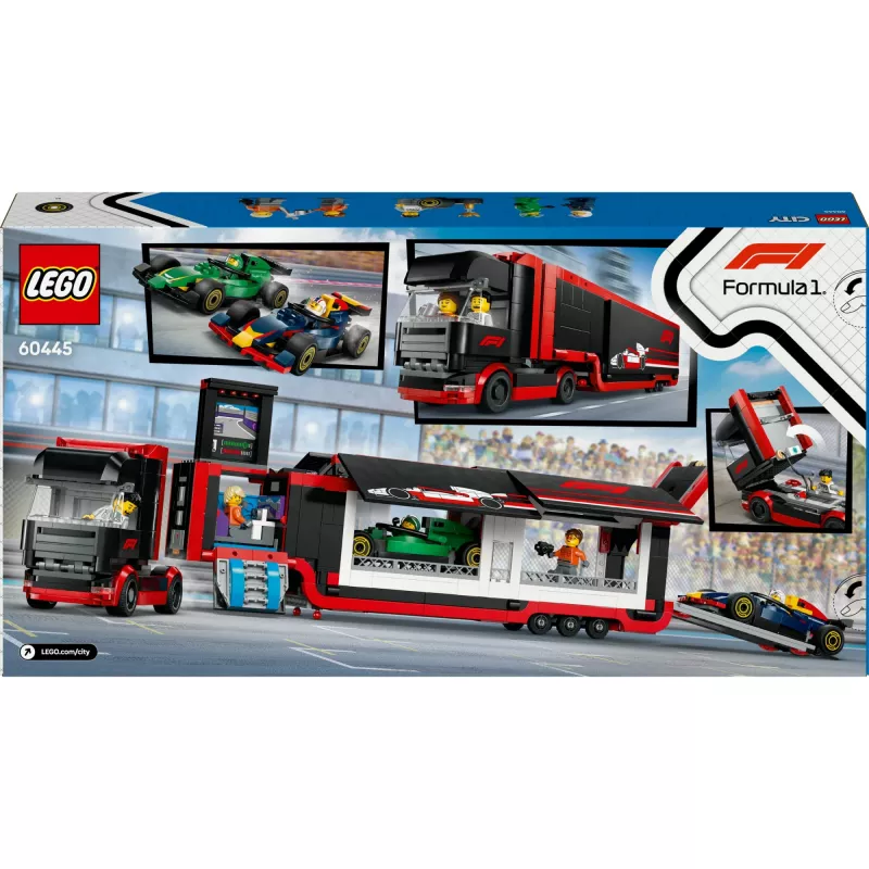 LEGO CITY 60445 F1 - Sunkvežimis su RB20 ir AMR24 F1 automobiliais