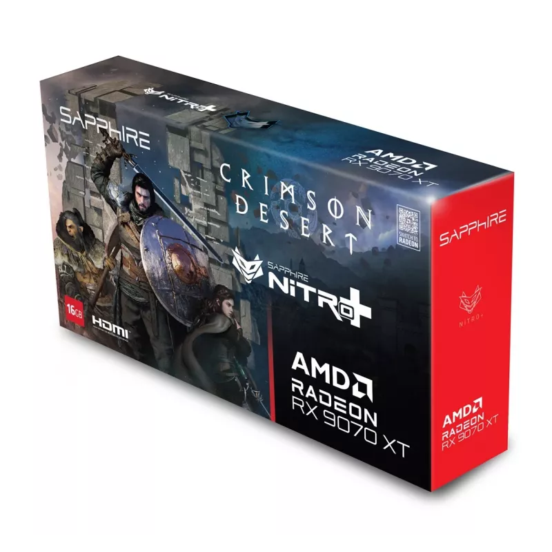 Vaizdo plokštė Sapphire NITRO+ Radeon RX 9070 XT OC Crimson Desert Edition — 16 GB GDDR6, 256 bitų, PCIe 5.0