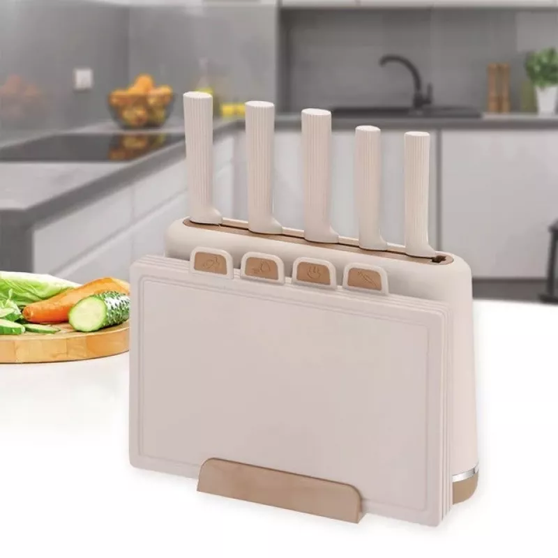 Maestro MR-1412-BEIGE peilių rinkinys su blokeliu + pjaustymo lentelių rinkinys, smėlinė