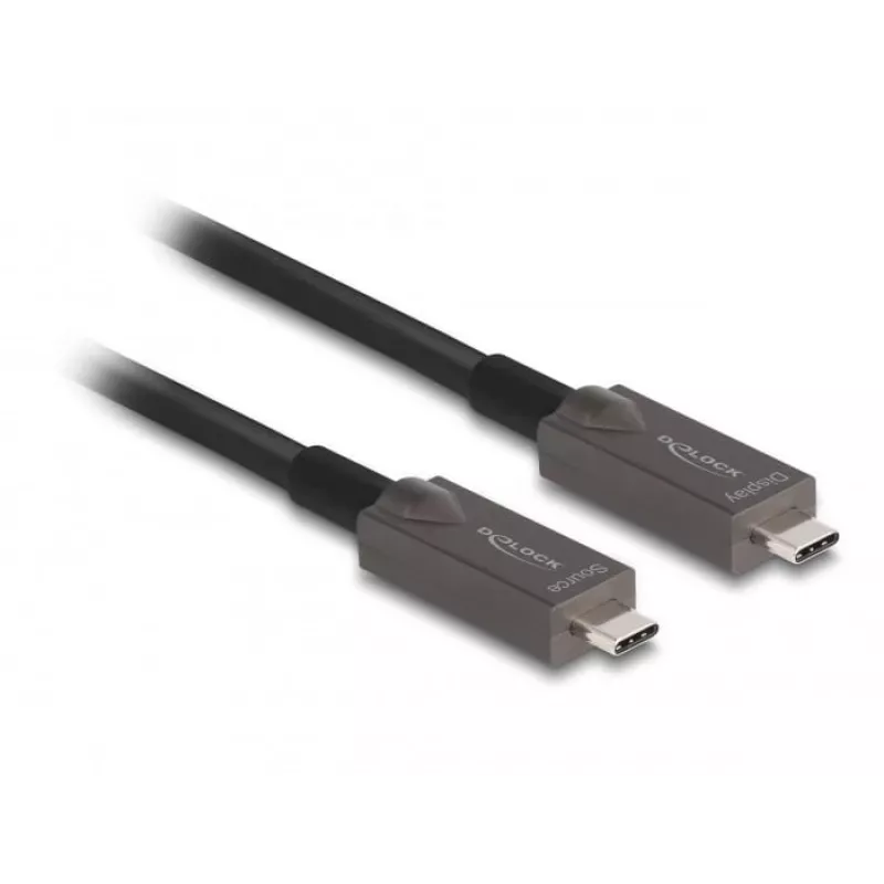 DeLOCK Active Optical USB-C Video + Data + PD kabelis 10 m Juoda
