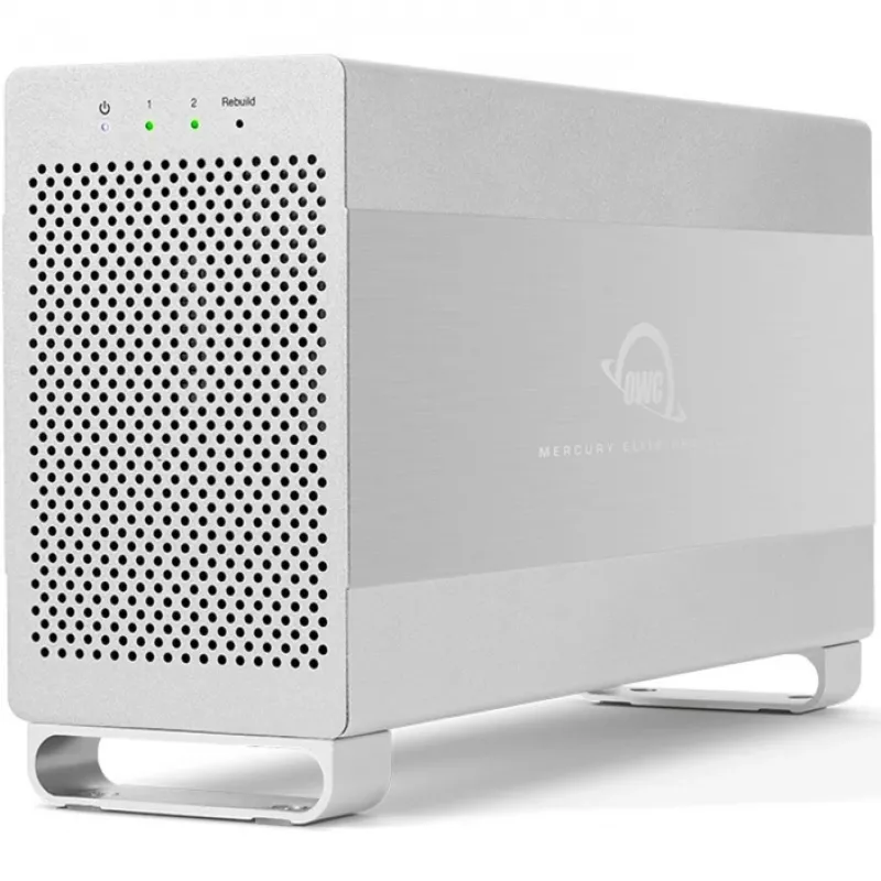 HDD dėklas OWC Mercury Elite Pro Dual baltas 2× 3,5 colio SATA diskams, RAID 0/1/SPAN, USB Type‑B