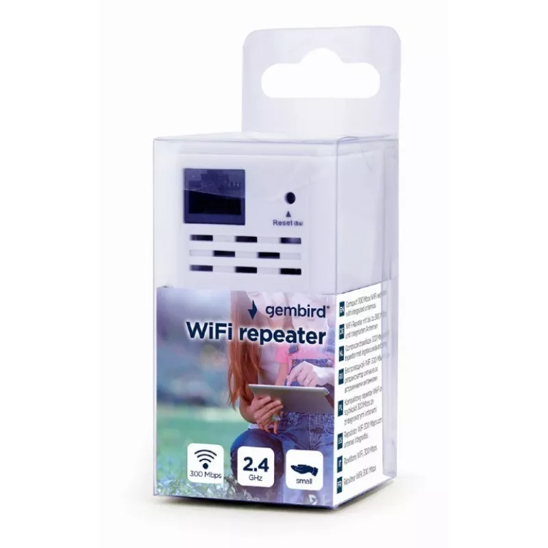 Tinklo kartotuvas Gembird WNP-RP300-03, 300 Mb/s, 2,4 GHz, 3 dBi vidinė antena, 1x RJ-45