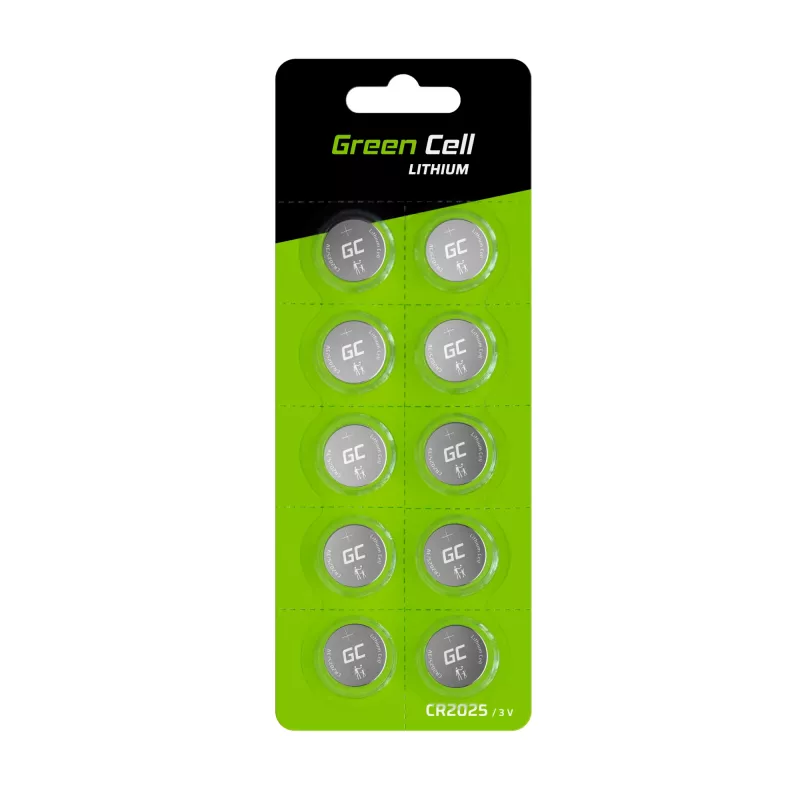 Green Cell Blister 10x ličio baterija CR2025 3V 160mAh, mygtukinė