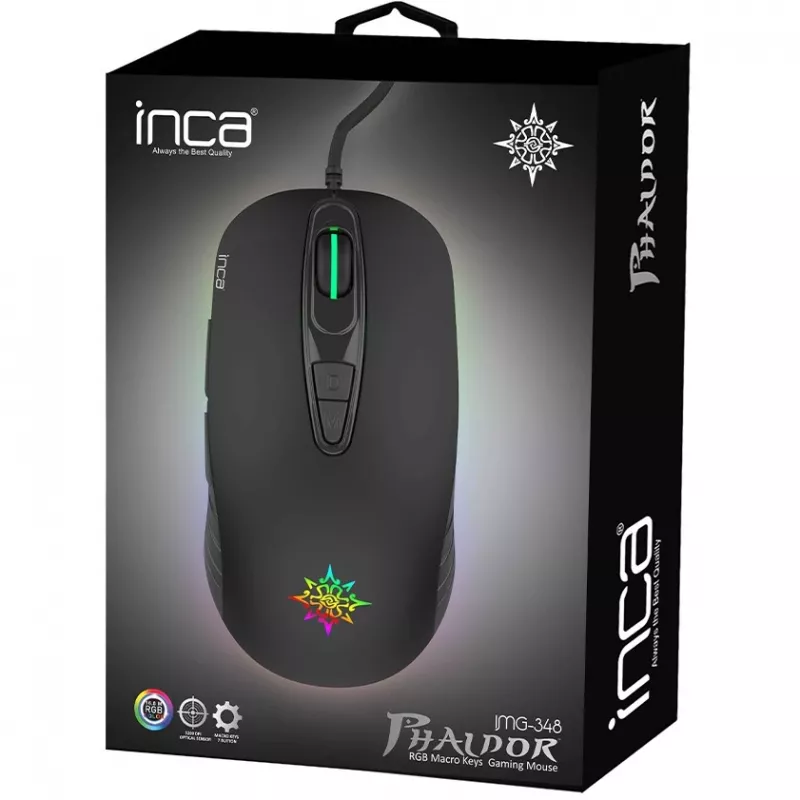 INCA Gaming pelė IMG-348 3200 DPI. RGB. 7 Buttons. USB. SW retail