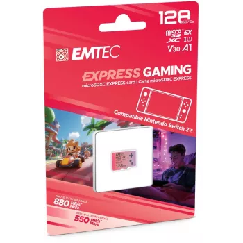 “MicroSDXC” atminties kortelė EMTEC ECMSDM128GEXG 128 GB UHS-I skaitymas 880 MB/s rašymas 550 MB/s U3 V30