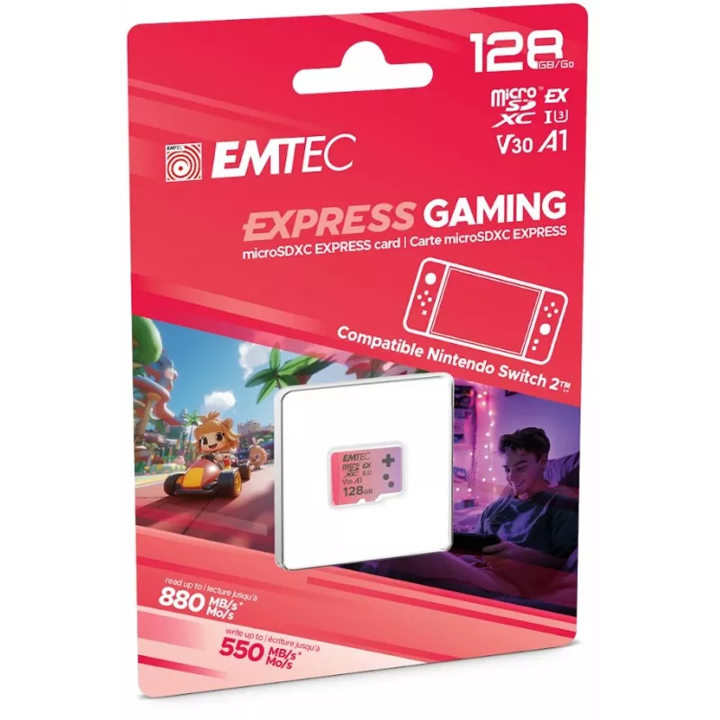 “MicroSDXC” atminties kortelė EMTEC ECMSDM128GEXG 128 GB UHS-I skaitymas 880 MB/s rašymas 550 MB/s U3 V30