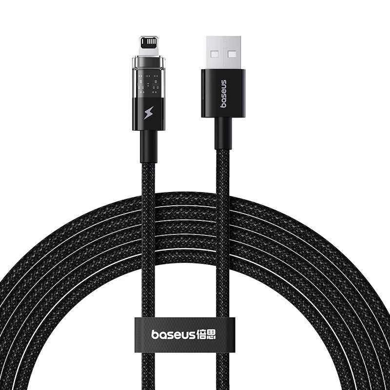 Baseus Gem USB į IP 2.4A greito įkrovimo kabelis 2 m Juoda