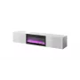 TV spintelė Cama Meble SLIDE 200K su elektriniu židiniu 200x40x37 cm blizgi balta