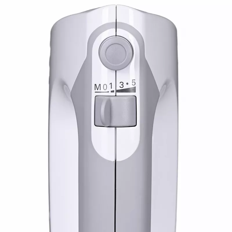 Rankinis plaktuvas Bosch MFQ36480 – 450 W, 5 greičių su turbo, pilka/baltas, plakikliai ir tešlos kabliai