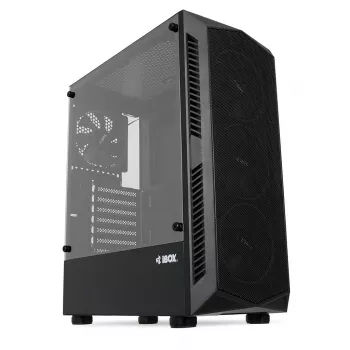 PC korpusas IBOX LUPUS 27 Midi Tower ATX, grūdintas stiklas, RGB, 455×200×380 mm, palaiko ATX, GPU iki 32 cm