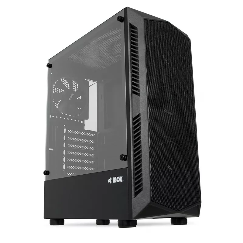 PC korpusas IBOX LUPUS 27 Midi Tower ATX, grūdintas stiklas, RGB, 455×200×380 mm, palaiko ATX, GPU iki 32 cm
