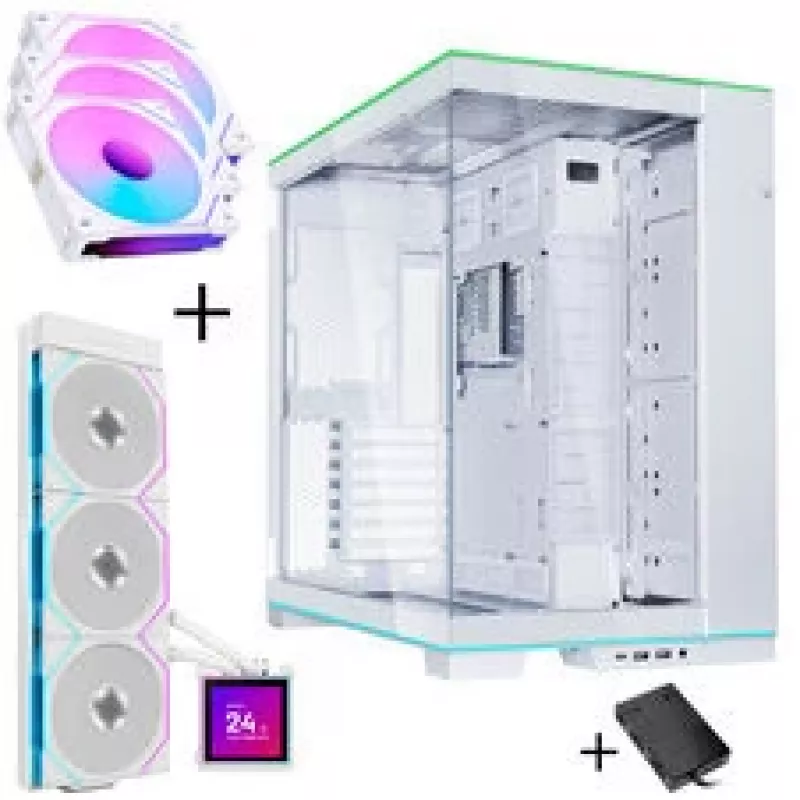 Lian Li O11 Dynamic EVO RGB PC-Enclosure Bundle HydroShift II LCD-S 360TL AiO + 3x UNI FAN SL-INF 120 Reverse Blade Fan - Balta