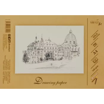 Piešimo ir eskizavimo popierius SMLT A4, 160 g/m², 20 lapų, klijuotas