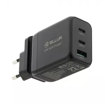 Sieninis pakrovėjas Tellur TLL151451 65W, 3 prievadai (2x USB-C, 1x USB-A)