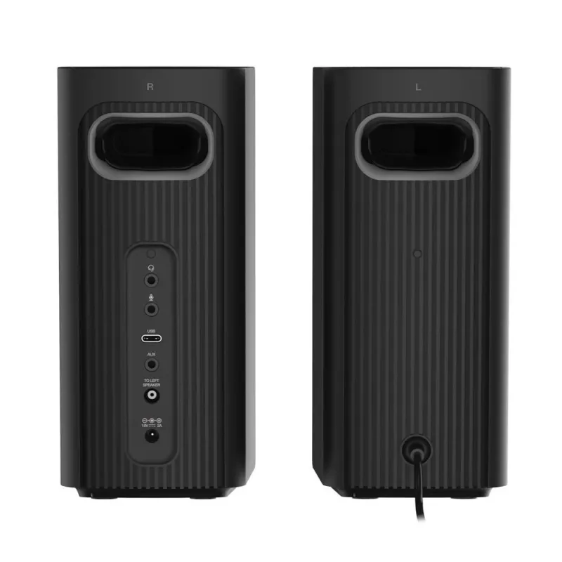 CREATIVE T60 2.0 kompaktiški Hi-Fi staliniai garsiakalbiai su aiškiu dialogu ir erdviniu garsu, Sound Blaster SmartComms rinkiniu, USB-C garso, mikrofono ir ausinių prievadais B
