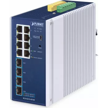 Valdomas jungiklis PLANET IP30 pramoninis L2/L4 8 prievadų Gigabit Ethernet