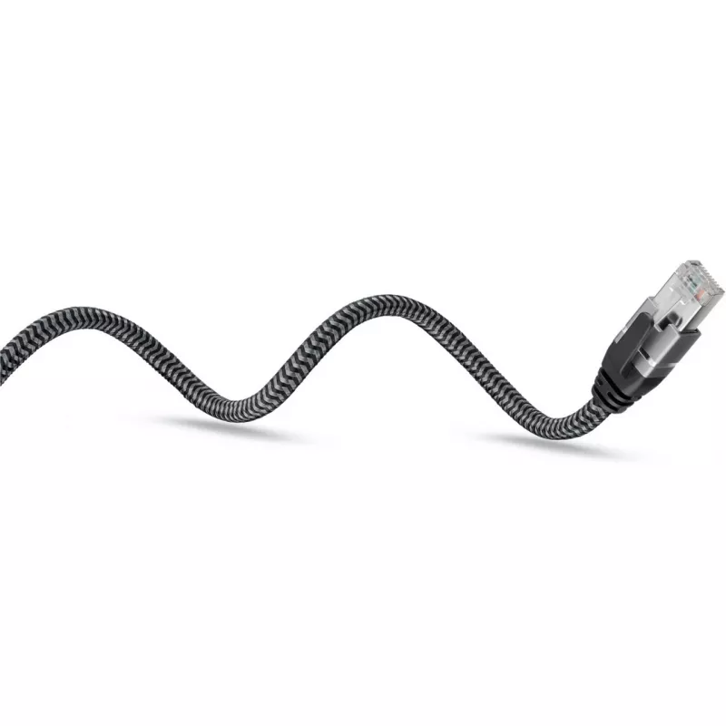 Ethernet kabelis USB-A 3.2 Gen1 kištukas > RJ-45 kištukas, LAN adapteris juoda/sidabrinė, 3 metrai, pintas tekstilinis apvalkalas