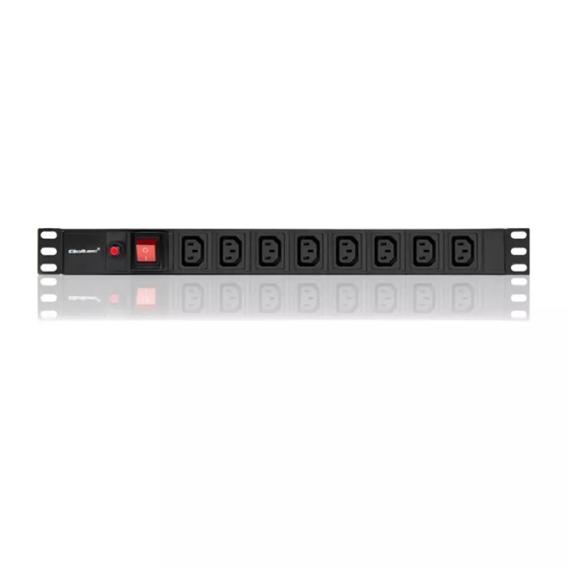 Qoltec 53998 maitinimo juosta RACK 19 | 1U | 10A | PDU | 8xIEC C13 | 2m