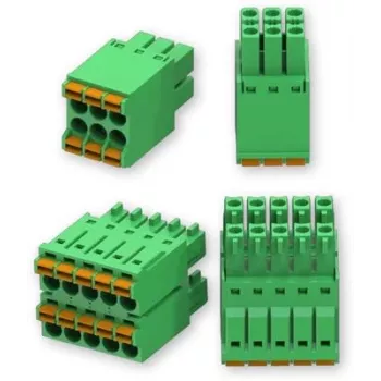 Jungčių blokas Teltonika Networks PR5MEC15, 2×5 + 2×3 kontaktai, žalias, nuėmimo ilgis 1 cm, vardinė įtampa 300 V