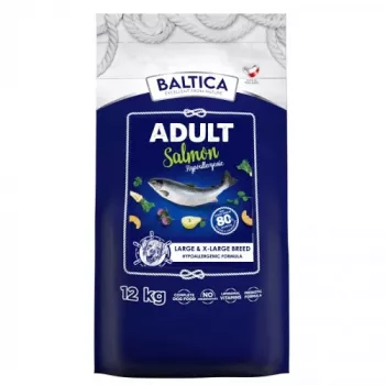 Sausas šunų maistas BALTICA Adult Salmon Hypoallergenic L/XL 12 kg — didelėms veislėms, 28% baltymų, 15% riebalų
