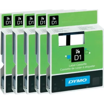Etikečių juostelių rinkinys Dymo 6 mm — 5 ritinėliai (balta, geltona, permatoma, juoda)