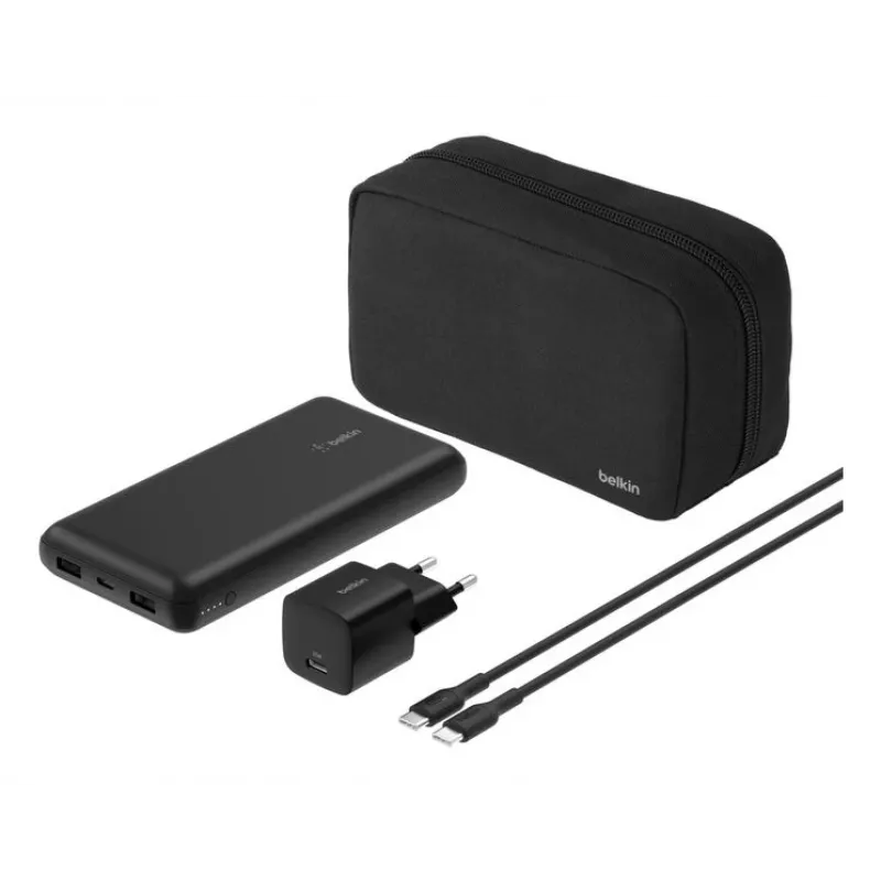 Belkin BoostCharge – Powerbank + kintamosios srovės maitinimo šaltinis – 20000 mAh – PD – 3 išvesties prievadai (24 kontaktų USB-C, 2 x USB)