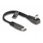 DeLOCK USB 2.0 plokščias juostinis laidas USB Type-C kištukas į USB Type-C kištuką, kampinis, PD 3.0, 60 W, 14 cm, juodas