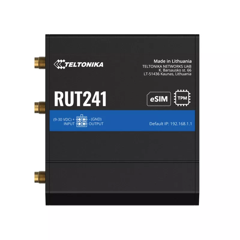 Maršrutizatorius LTE WiFi 4 Teltonika RUT241 ESIM vers. Europa su ES maitinimo šaltiniu (RUT241210000)