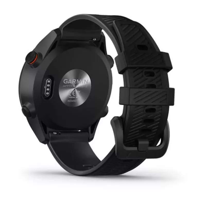 GPS golfo laikrodis GARMIN Approach S12, juodas, 43 mm korpusas, silikoninis dirželis, 30 val. GPS baterijos veikimo laikas