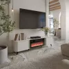 TV spintelė Cama Meble Volare 200 x 39 x 49 cm kašmyro spalvos su elektriniu židiniu
