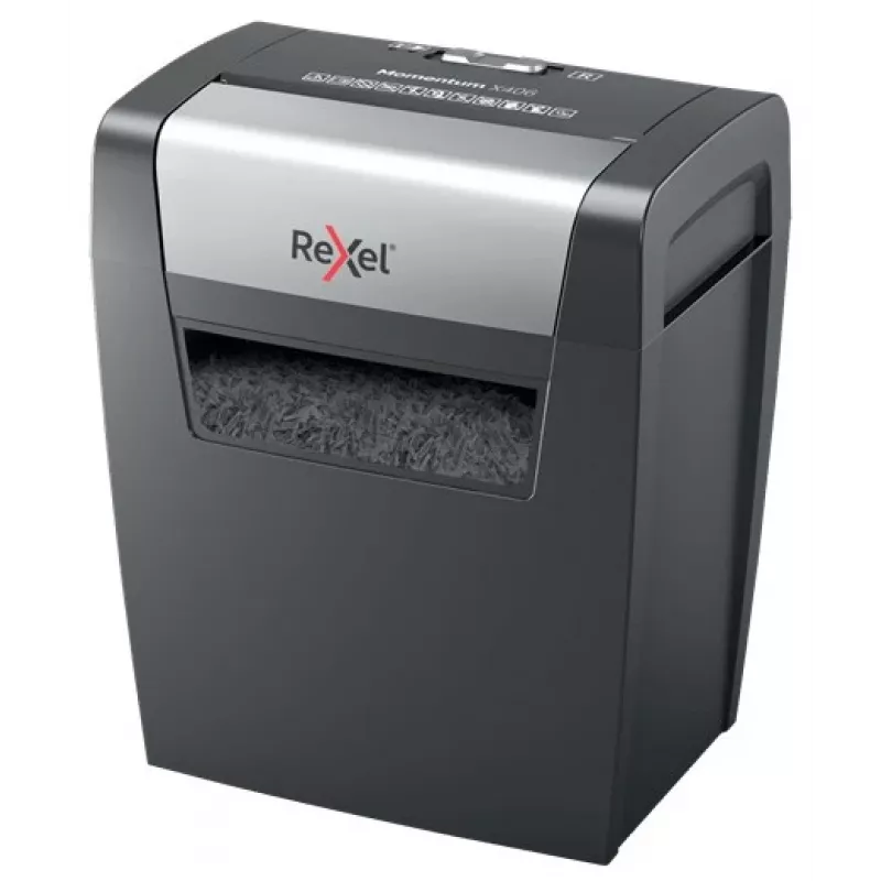 Rexel Momentum X406 kryžminio pjovimo popieriaus smulkintuvas P4, dalelių pjovimas, 4 x 28 mm, 15 L, 125 lapai, 70 dB, mygtukai