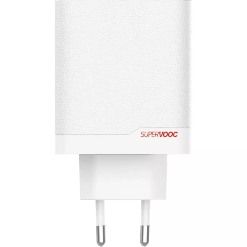Maitinimo adapteris ONEPLUS SUPERVOOC 120W dviejų prievadų laidinis įkroviklis, 120W bendra išvestis, 1x USB-C + 1x USB-A, 100–240V, 145 g, baltas