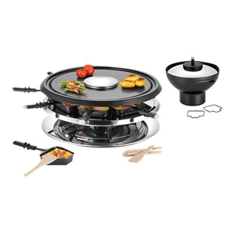 Unold 48726 raclette grilis 8 asmenims 1300 W Juoda, Nerūdijantis plienas