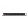 LANBERG PDU-09F-0300-BK maitinimo skirstytuvas — 9x Type F lizdai, 3 m kabelis, aliuminis korpusas, 10 A