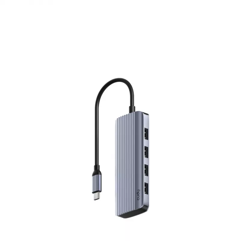 USB-C šakotuvas Cudy UH500 — USB 3.2 Gen 1 Type-C priegloba, 6 prievadai su USB 3.2 Gen 1 Type-A ir HDMI, 5000 Mbit/s, pilka/sidabrinė