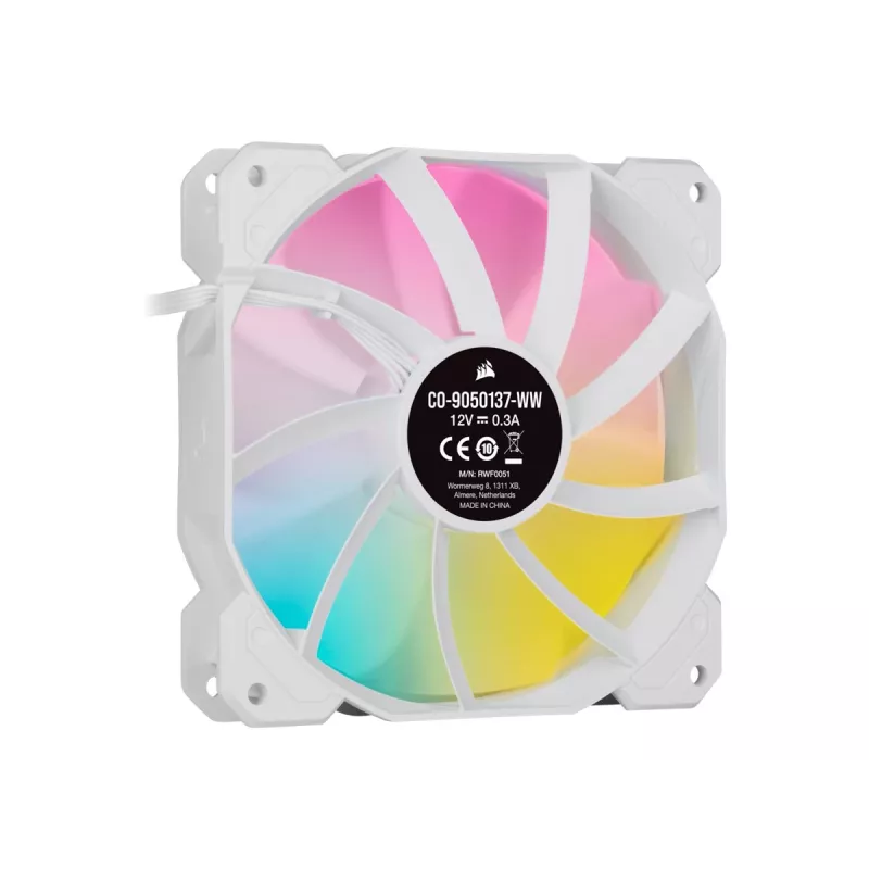 Corsair iCUE SP120 RGB ELITE Performance 120mm Balta PWM ARGB korpuso ventiliatoriaus trigubas rinkinys
