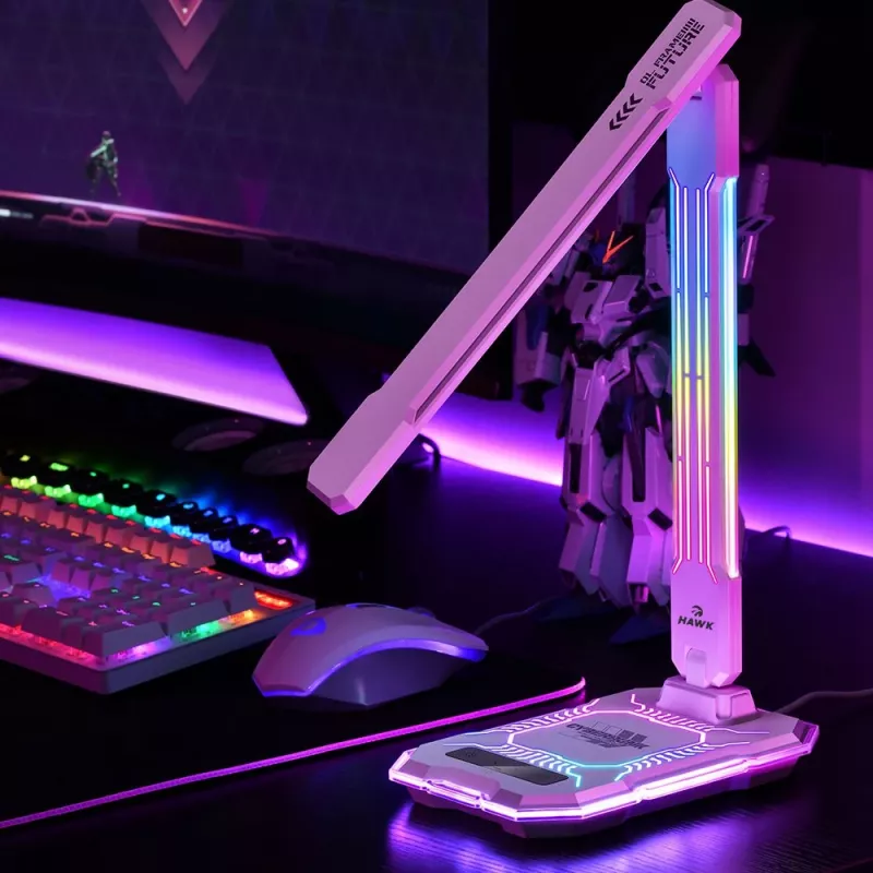 Stalinė lempa Hawk HW-LAMP04 balta LED reguliuojama, balta apdaila, reguliuojama galvutė ir rankena