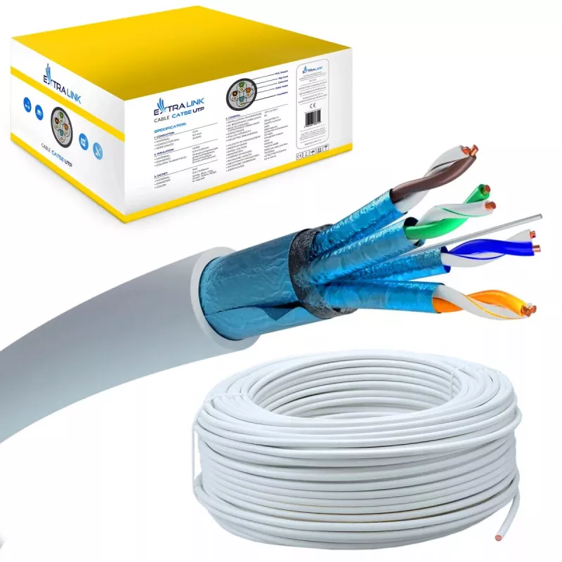 Tinklo kabelis Extralink vytos poros CAT6A FTP (F/FTP) V2 vidinis 500 m pilkas