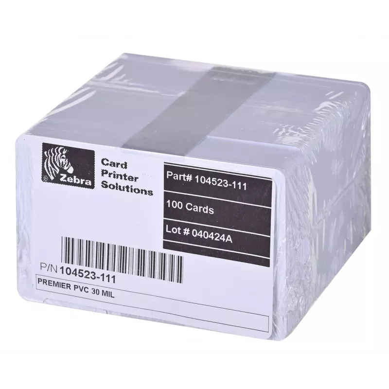 “Zebra Premier” PVC kortelės, 30 mil (5 pakuotės po 100)