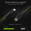 Lightning į USB-C laidą Green Cell KABGC07, 1 m, juodas, Lightning (kištukas) į USB-C (kištukas), 480 Mbps