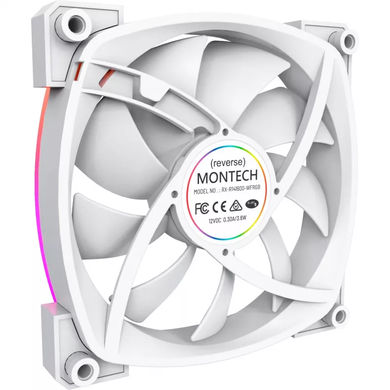 Montech RX140 PWM 140 mm ARGB korpuso ventiliatorius – baltas